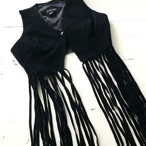 Genuine Leather Cropped Fringed Vest